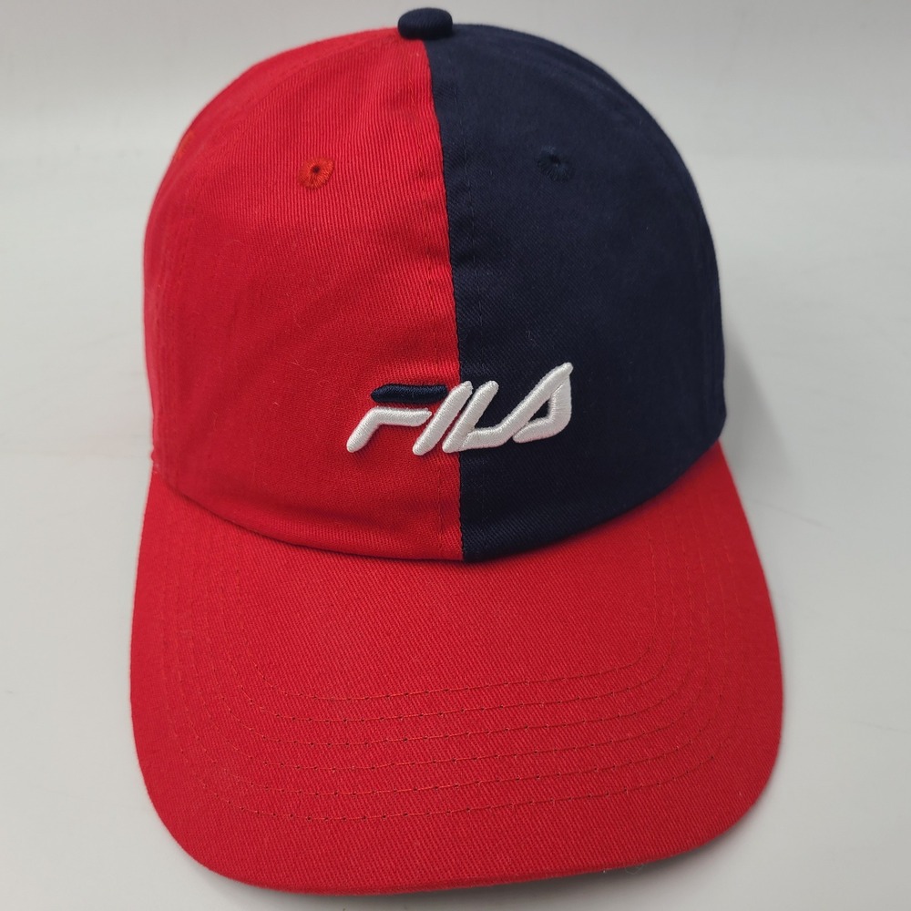 FILA Hat Strapback (Fits Small) Red Blue Split Color Block Embroidered‎ Casual